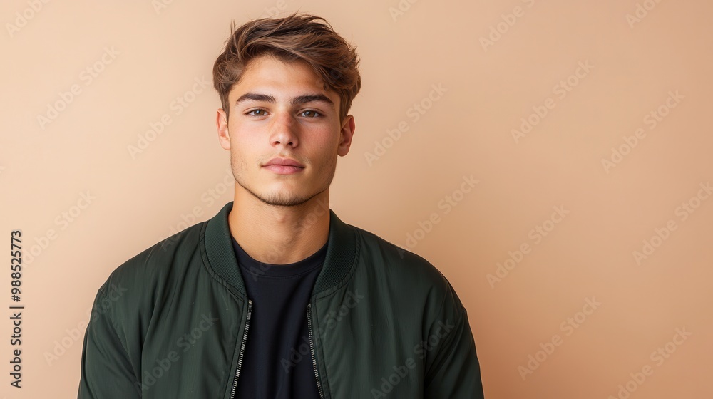Handsome male model posing in studio setting Handsome male model posing in studio setting