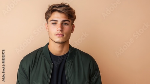 Handsome male model posing in studio setting