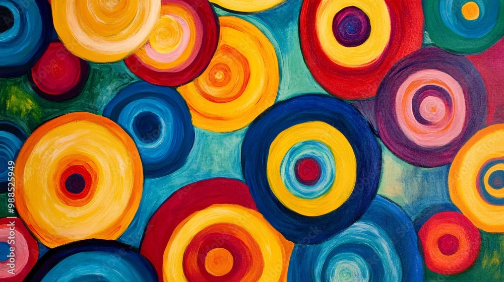 Bright, abstract circles and spirals in primary colors Bright, abstract circles and spirals in primary colors