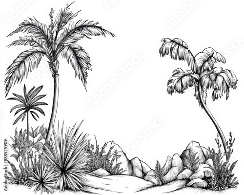 Wallpaper Mural Tropical landscape palm trees exotic plants. Torontodigital.ca
