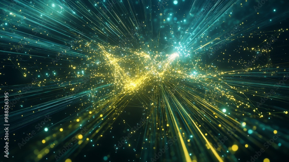 Abstract Digital Art: Glowing Lines and Particles in Space Abstract Digital Art: Glowing Lines and Particles in Space