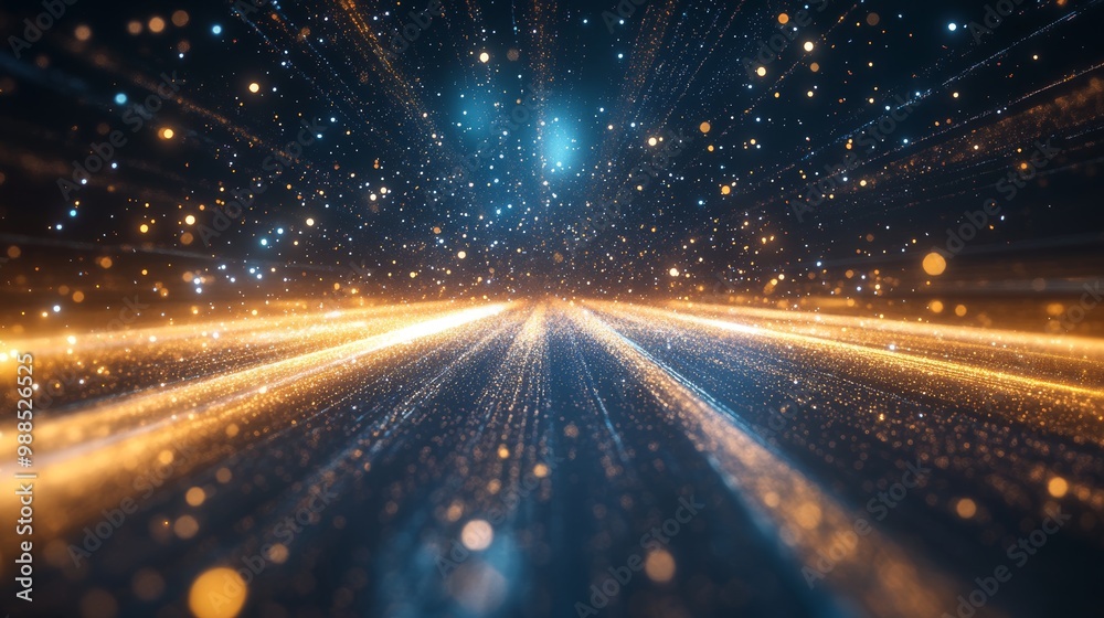 Abstract Cosmic Art: Glowing Particles and Light Streaks Abstract Cosmic Art: Glowing Particles and Light Streaks