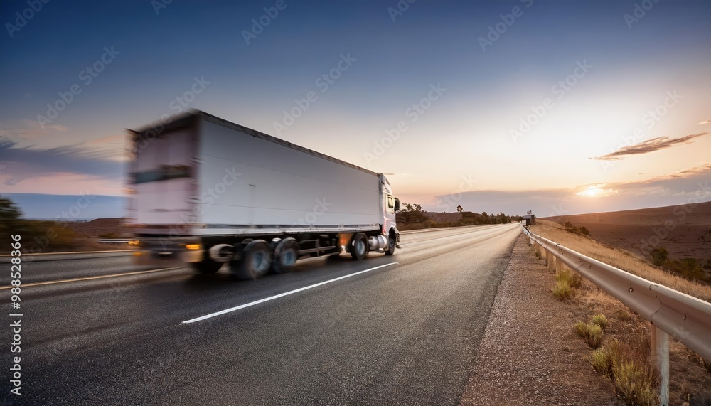 American truck speeding freeway, blurred motion American truck speeding freeway, blurred motion
