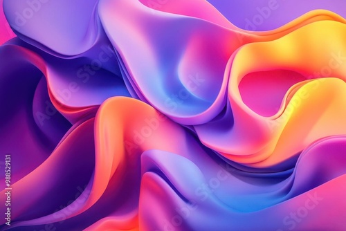 Abstract shapes with bright neon colors, modern, vibrant palette, 3D rendering photo