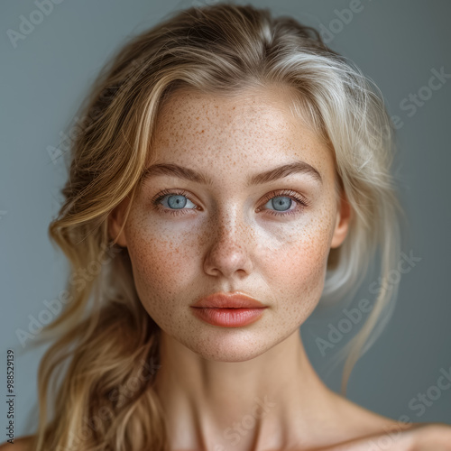Gesicht einer hübschen blonden Frau, Generative AI