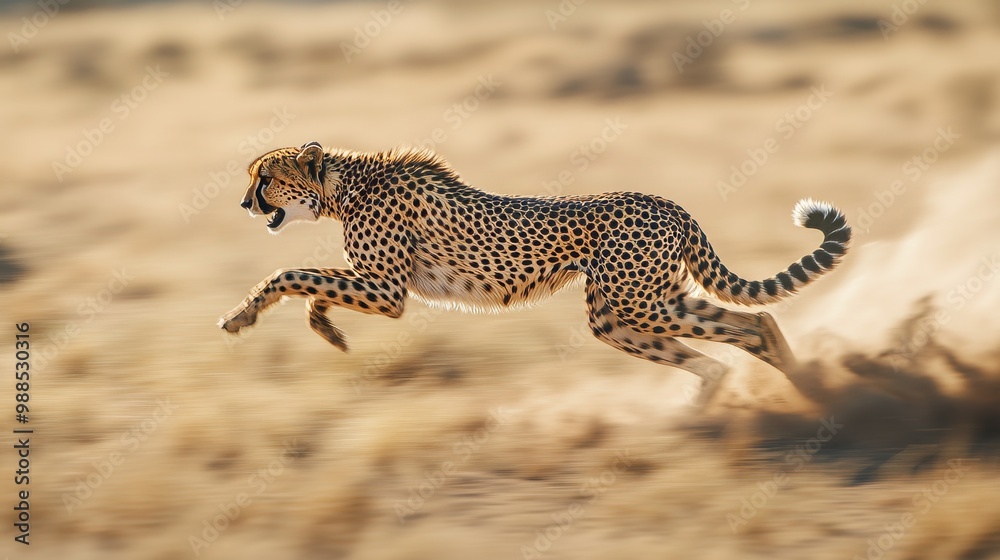 Obraz premium Cheetah Running at Full Speed in the Savanna
