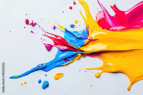 Colorful paint splash on white backdrop