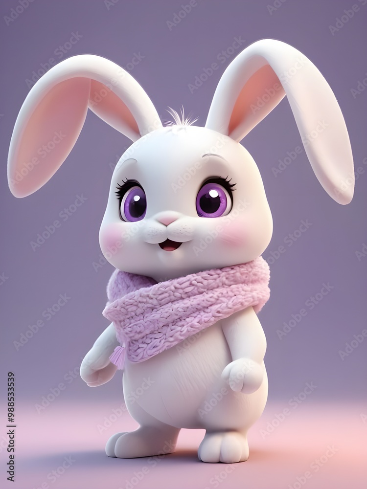 3d render of kawaii-style digital illustration of a bunny character 3d render of kawaii-style digital illustration of a bunny character
