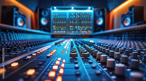 Wallpaper Mural Interior of recording studio control desk. Torontodigital.ca