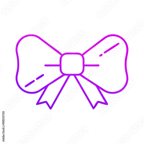 A purple bow is drawn in a purple and pink color. The bow is drawn in a very thin line, giving it a delicate and elegant appearance