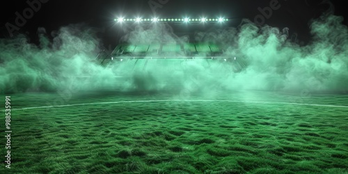 Smoky green background, dark ground, toxic fog, bad smell, stadium mist, green grass cloud, night soccer field, poison dust, floating sport, dirty transparent, sienna hues,