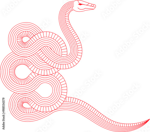Traditional Chinese Red Snake Symbol for Lunar New Year 2025