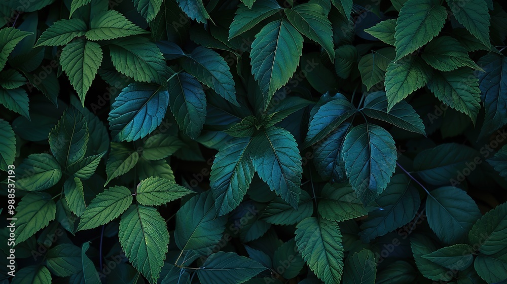 Fototapeta premium Green leaves background. Natural green leaves plants using as spring background cover page environment ecology or greenery wallpaper