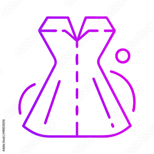 A purple dress with a white outline. The silhouette is drawn in a purple color