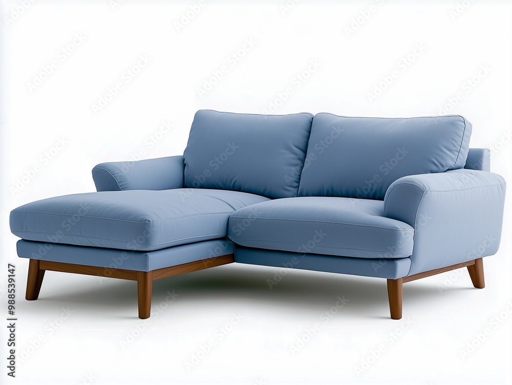 Fototapeta premium Blue couch with ottoman