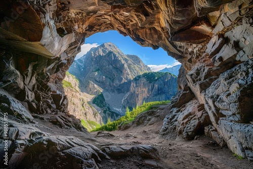 Cave Interior. Entrance to Jaskinia Raptawicka in Polish Tatra Mountains
