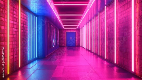 Neon-Lit Tunnel: A Vibrant Journey through the Illuminated Passageway