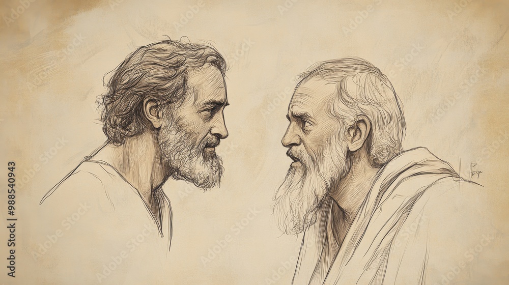 Bildad’s Cautionary Speech Illustrated - Advising Job to Avoid a Similar Fate by Humbling Himself Before God, Beige Background Bildad’s Cautionary Speech Illustrated - Advising Job to Avoid a Similar Fate by Humbling Himself Before God, Beige Background