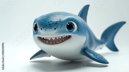 A cheerful cartoon shark with playful features, perfect for children's themes and vibrant designs. photo