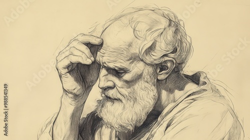 Biblical Illustration of Job’s Agony - Hands Trembling with Emotion While He Speaks of His Pain, Beige Background