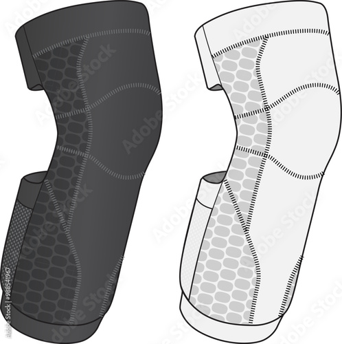 Sports elbow pad or kneepad vector technical illustration