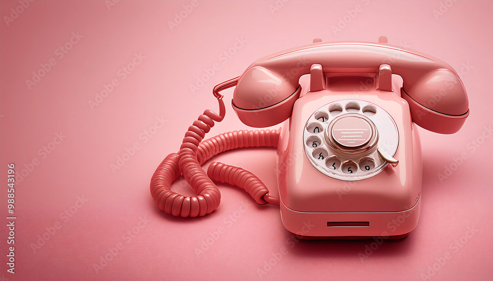 Retro Rotary Phone on a Pastel Pink Background Retro Rotary Phone on a Pastel Pink Background