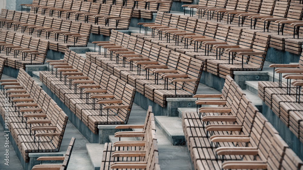 empty wooden classic park benches without people empty wooden classic park benches without people