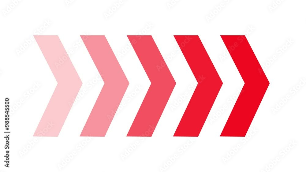 Red arrow moving right on white background. Red arrow moving right on white background.