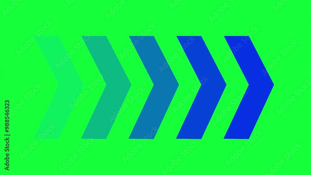Blue arrow moving right on green background. Blue arrow moving right on green background.