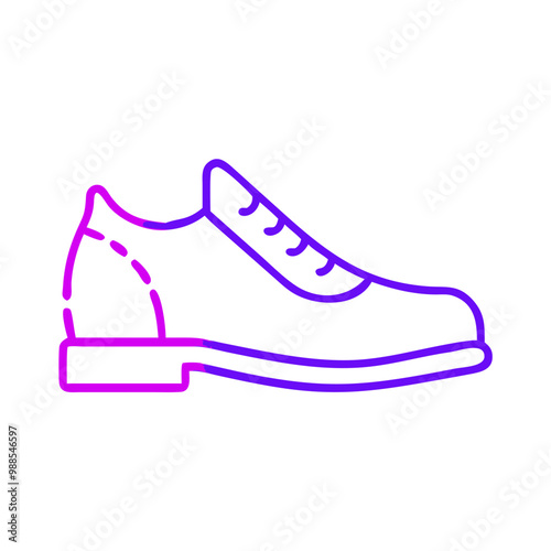 A shoe with a purple and blue gradient. The shoe is a classic style and is designed to be worn with a suit