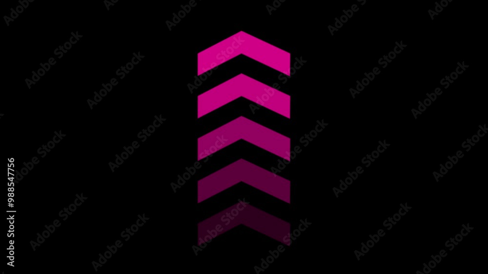 Pink arrow moving up on black background. Pink arrow moving up on black background.
