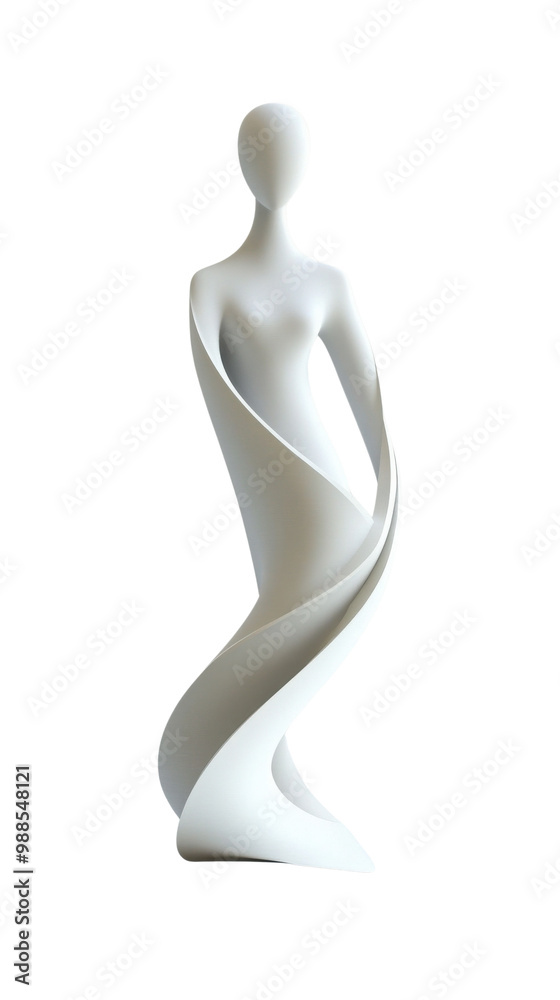 Stylish white abstract figure sculpture, elegant design on white isolated background. Stylish white abstract figure sculpture, elegant design on white isolated background.