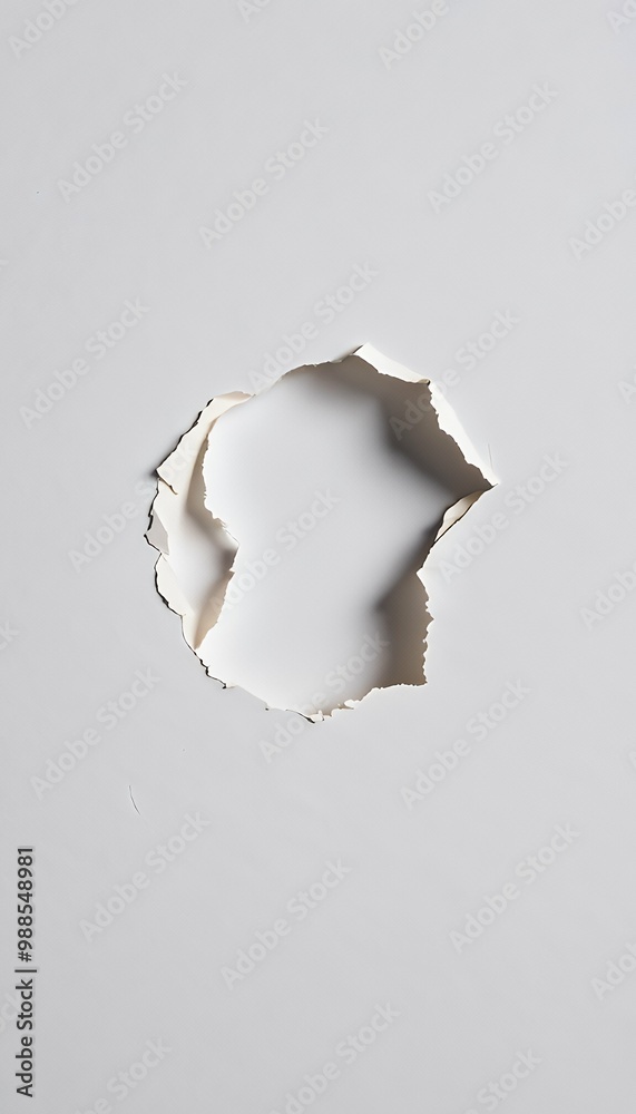 hole paper a torn peice paper torn ripped hole white tear force forceful strength wreck destroy damage concept conceptual wall edge break broken impact jagged sharp puncture poke shape paper torn