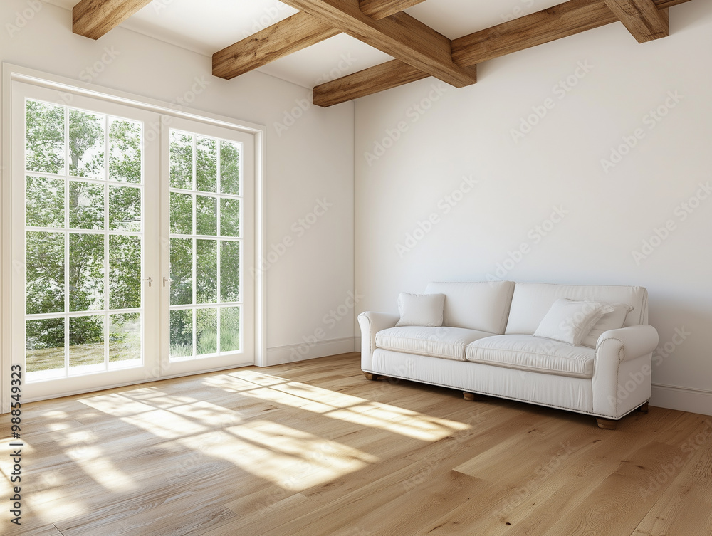 Fototapeta premium Contemporary interior of country house with light walls