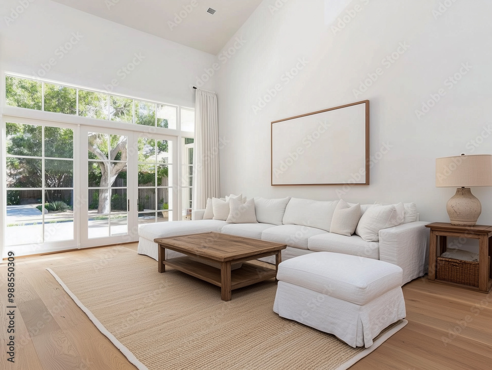 Fototapeta premium Contemporary living room in home with artwork 