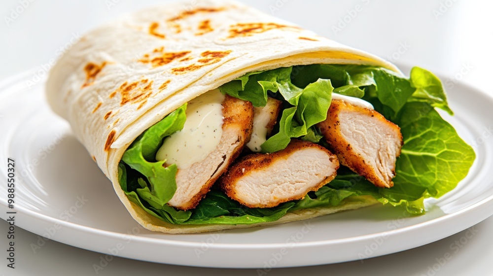Fresh Chicken Wrap with Lettuce and Sauce Fresh Chicken Wrap with Lettuce and Sauce
