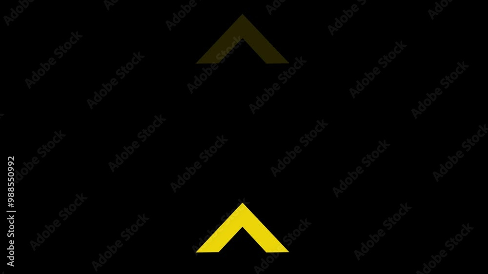 Yellow arrow moving up on black background. Yellow arrow moving up on black background.