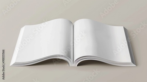 Square Magazine Template Mock Up on Soft Gray Background. 3D Illustration