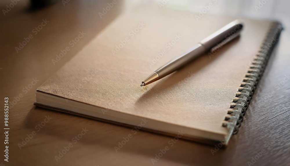 Stationary Pen and Notebook on a Desk Stationary Pen and Notebook on a Desk