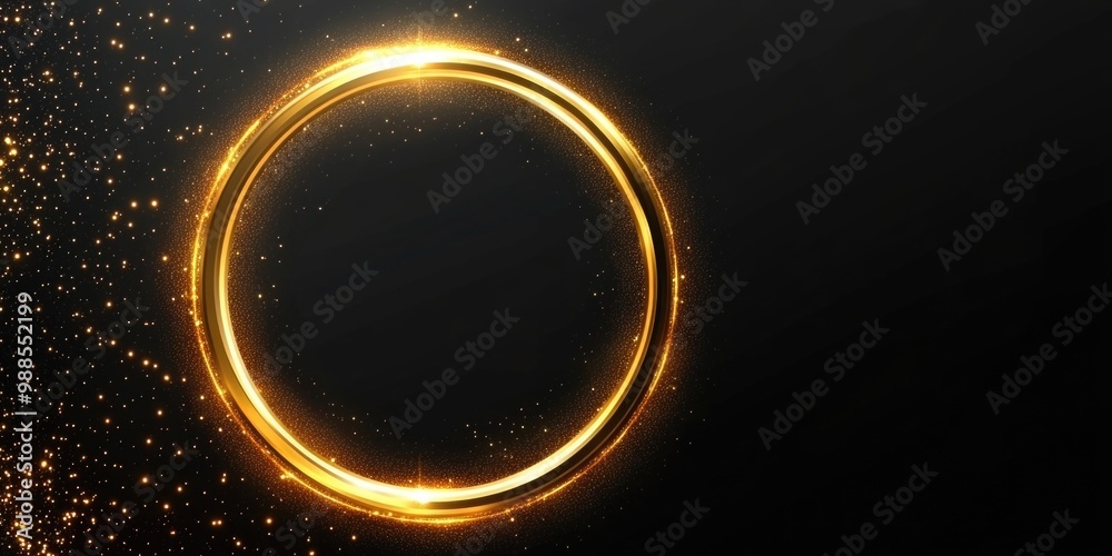 Naklejka premium Gold Ring on Black Background