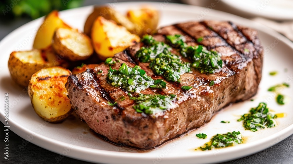 Grilled Steak with Chimichurri and Roasted Potatoes Grilled Steak with Chimichurri and Roasted Potatoes