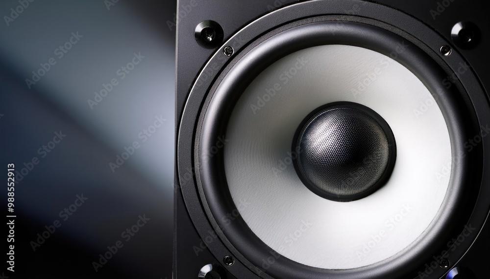 hi fi speaker flying few colorful music notes and sound waves hi fi speaker flying few colorful music notes and sound waves