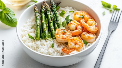 Shrimp and Asparagus with Rice Dish