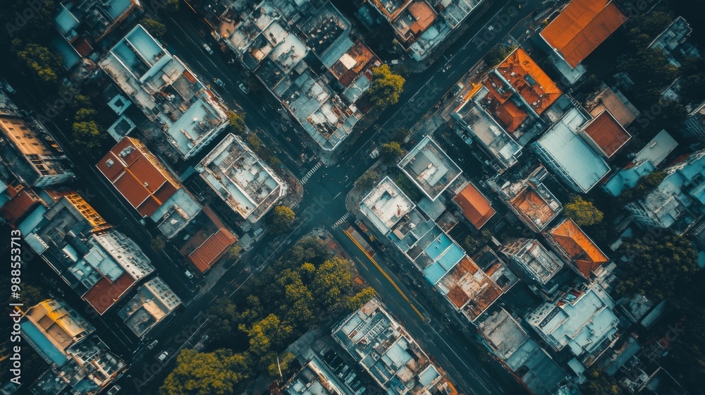 A breathtaking aerial view of an urban cityscape showcasing roads and various buildings A breathtaking aerial view of an urban cityscape showcasing roads and various buildings