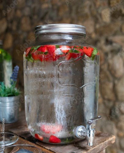 Agua con fresas