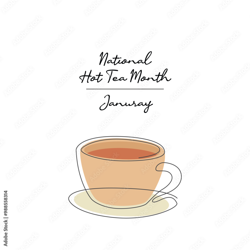 Obraz premium line art of National Hot Tea Month good for National Hot Tea Month celebrate. line art.