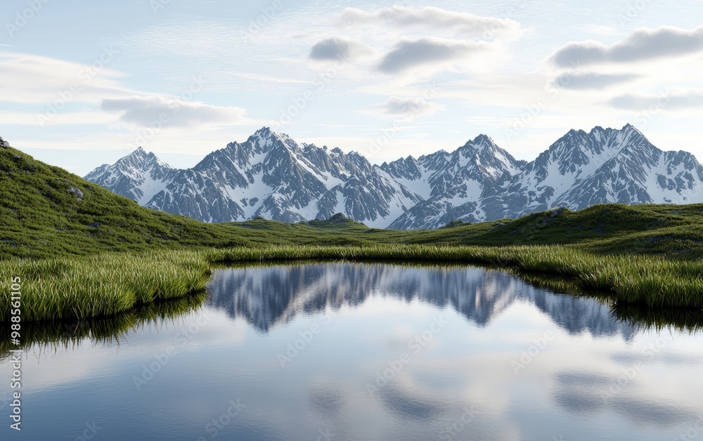 A serene and isolated mountain lake, surrounded by towering peaks and lush vegetation, rendered in hyper-realistic 10K A serene and isolated mountain lake, surrounded by towering peaks and lush vegetation, rendered in hyper-realistic 10K