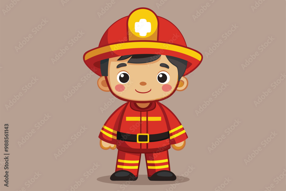 A cheerful fireman in a bright red outfit is ready for adventure and helping those in need, a cartoon character Cute fireman A cheerful fireman in a bright red outfit is ready for adventure and helping those in need, a cartoon character Cute fireman