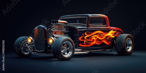 Hot Rod Car with Flames