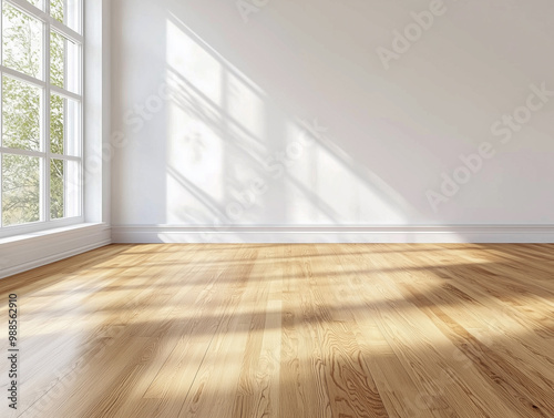 Wallpaper Mural Empty living room with hardwood floor in modern apartment  Torontodigital.ca